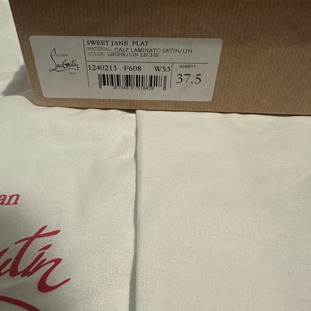 Christian Louboutin Sweet Jane Flat in Light Cream Satin (with tags and receipt)